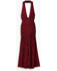 Proenza Schouler - Open-back Frayed Knitted Halterneck Maxi Dress - Lyst