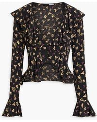 ROTATE BIRGER CHRISTENSEN - Cropped Ruffled Floral-print Jacquard Top - Lyst