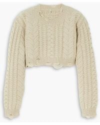 R13 - Cropped Distressed Cable-knit Wool Sweater - Lyst