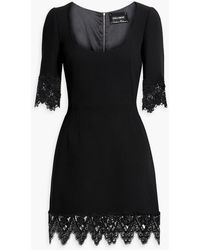 Dolce & Gabbana - Guipure Lace-trimmed Wool-blend Crepe Mini Dress - Lyst