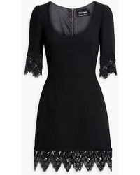 Dolce & Gabbana - Minikleid aus crêpe aus einer wollmischung mit guipure-spitzenbesatz - Lyst