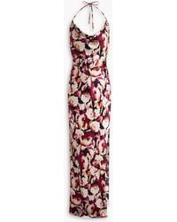 Nicholas - Lucinda Draped Floral-print Silk-satin Halterneck Maxi Dress - Lyst