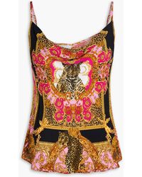 CAMILLA - Crystal-embellished Floral-print Silk Crepe De Chine Top - Lyst