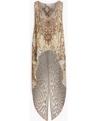 Camilla - Asymmetric Embellished Silk-chiffon Top - Lyst