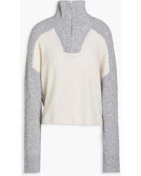 Rag & Bone - Pierce Two-tone Ribbed Cashmere Half-zip Sweater - Lyst