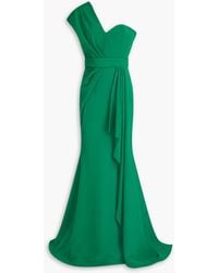 Rhea Costa - One-shoulder Draped Crepe Gown - Lyst