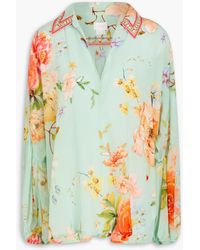 CAMILLA - Crystal-embellished Floral-print Silk Crepe De Chine Blouse - Lyst