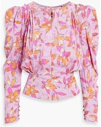 Isabel Marant - Zargae Draped Floral-Print Jacquard Blouse - Lyst
