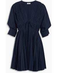 Jonathan Simkhai - Pleated Cotton-blend Poplin Mini Dress - Lyst
