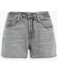 FRAME - Le grand garcon short halbhohe jeansshorts in ausgewaschener optik mit fransen - Lyst