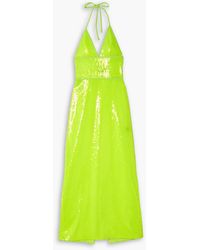 David Koma - Neon Sequined Tulle Halterneck Midi Dress - Lyst