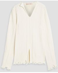 Marni - Distressed Wool And Cotton-blend Sweater - Lyst