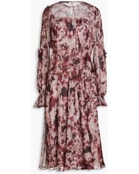Alberta Ferretti - Ruffled Floral-print Silk-voile Midi Dress - Lyst