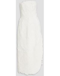 Zimmermann - Strapless Bead-embellished Cotton And Linen-blend Midi Dress - Lyst