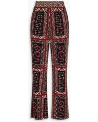 FARM Rio - Pleated Printed Satin Wide-leg Pants - Lyst