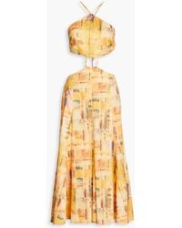 Cult Gaia - Nadeesha Cutout Printed Linen-blend Midi Dress - Lyst