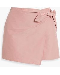 RED Valentino - Skirt-Effect Bow-Detailed Cotton-Blend Poplin Shorts - Lyst