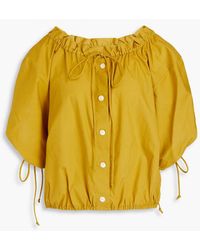 Tory Burch - Gathered Cotton-poplin Blouse - Lyst