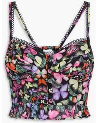 Charo Ruiz - Mara Cropped Printed Cotton-Blend Voile Bustier Top - Lyst