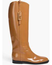 Sergio Rossi - Buckled Glossed-leather Knee Boots - Lyst