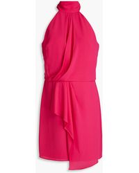 Halston - Harlow Pleated Draped Crepe Mini Dress - Lyst