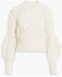 Zimmermann - Pullover aus pointelle-strick mit pompons - Lyst