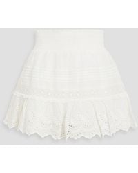 LoveShackFancy - Jimena Ruffled Broderie Angalise Cotton Mini Skirt - Lyst