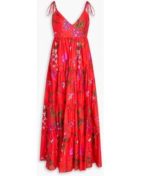 Erdem - Tie Floral-print Cotton And Linen-blend Midi Dress - Lyst