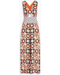 Temperley London - Cutout Printed Silk-blend Crepe De Chine Jumpsuit - Lyst