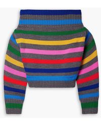 Monse - Off-the-shoulder Striped Merino Wool Sweater - Lyst