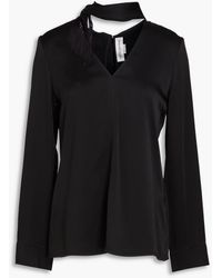 Victoria Beckham - Fringed Satin-crepe Blouse - Lyst