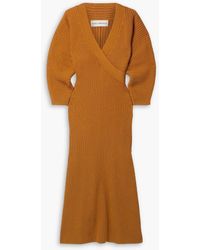 Mara Hoffman - Samira Wrap-effect Ribbed Cotton-blend Midi Dress - Lyst