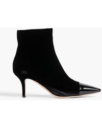 Gianvito Rossi - Lucy Patent Leather-trimmed Velvet Ankle Boots - Lyst