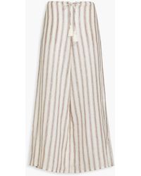 Tory Burch - Striped Linen Wide-leg Pants - Lyst