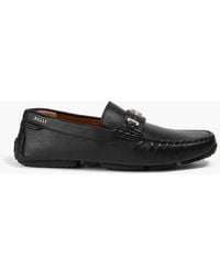 Bally - Paryse Embellished Pebbled-Leather Loafers - Lyst