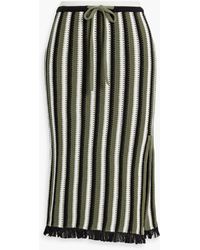 Diane von Furstenberg - Paulina Striped Crocheted Cotton Midi Skirt - Lyst