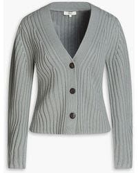 Vince - Ribbed Merino Wool And Cashmere-blend Cardigan - Lyst