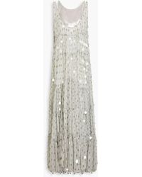 Valentino Garavani - Sequin-embellished Floral-print Silk-chiffon Gown - Lyst