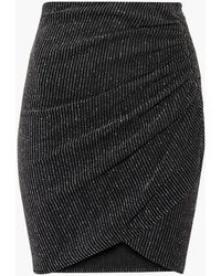 IRO Tacite Wrap-effect Metallic Striped Stretch-mesh Mini Skirt - Black