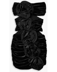 Magda Butrym - Strapless Cutout Gathered Stretch-velvet Mini Dress - Lyst