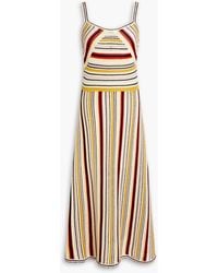 Zimmermann - Striped Crochet-knit Cotton Midi Dress - Lyst