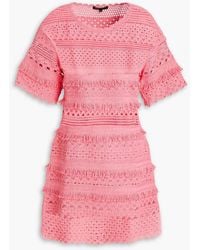 Maje - Fringed Cotton-blend Crocheted Lace Mini Dress - Lyst