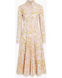Emilio Pucci - Pleated Printed Poplin Midi Shirt Dress - Lyst