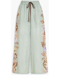 Zimmermann - Floral-Print Silk Wide-Leg Pants - Lyst