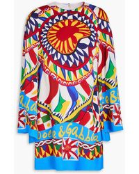 Dolce & Gabbana - Minikleid aus crêpe aus einer seidenmischung mit print - Lyst