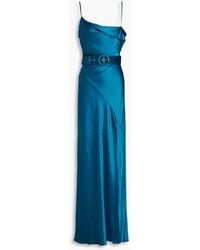 Nicholas - Belira Draped Belted Satin-crepe Gown - Lyst