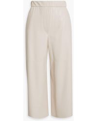 MSGM - Cropped Faux Leather Wide-leg Pants - Lyst
