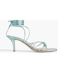 Gianvito Rossi - Sylvie 70 Knotted Mirrored-leather Sandals - Lyst