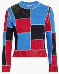 RE/DONE - 60s Patchwork-effect Cable-knit Cotton Sweater - Lyst