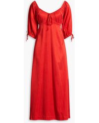 Casa Raki - Frida Bow-Detailed Washed Cupro Midi Dress - Lyst